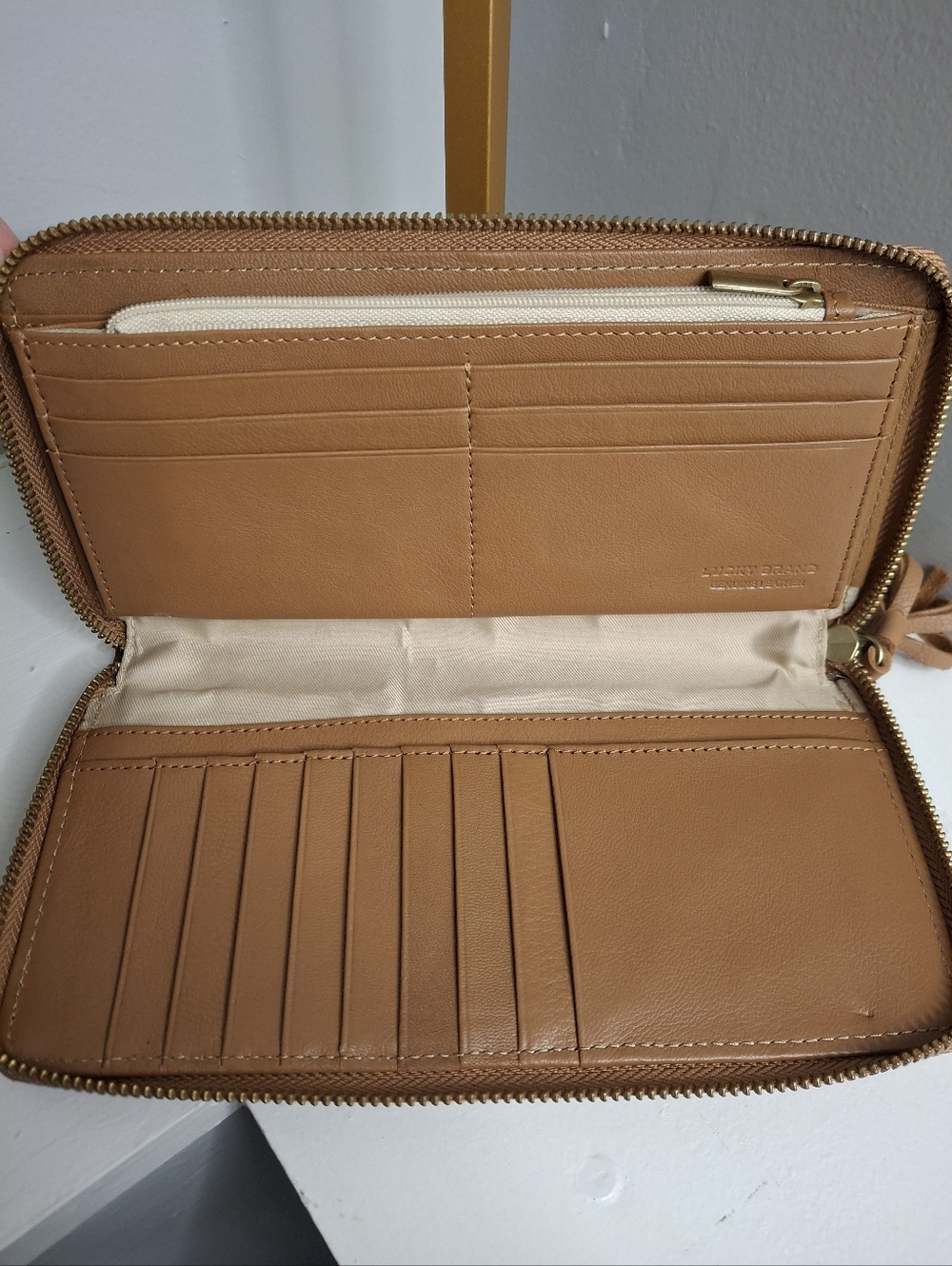Calvin Klein Large Pebbled Tote Bag + New Lucky Brand Leather Wallet Cognac - Picture 4 of 7